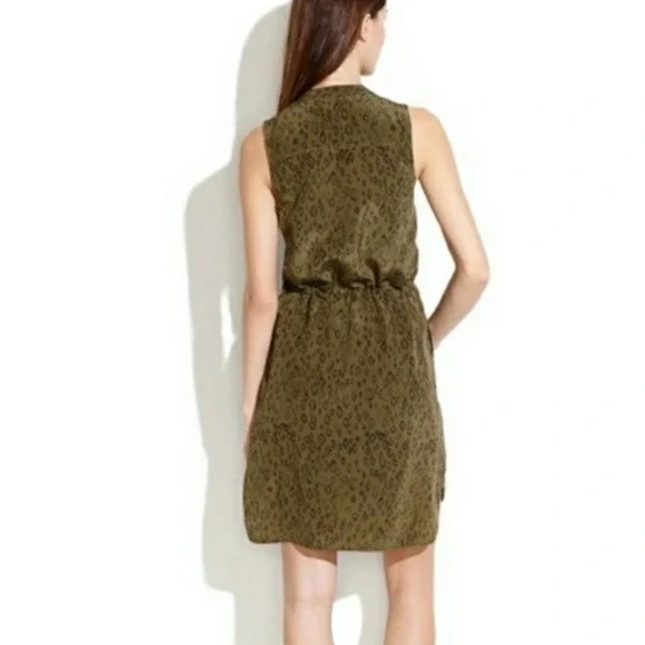 19) MADEWELL silk playa dress in leopard fade without waist tie sz S - Picture 7 of 8